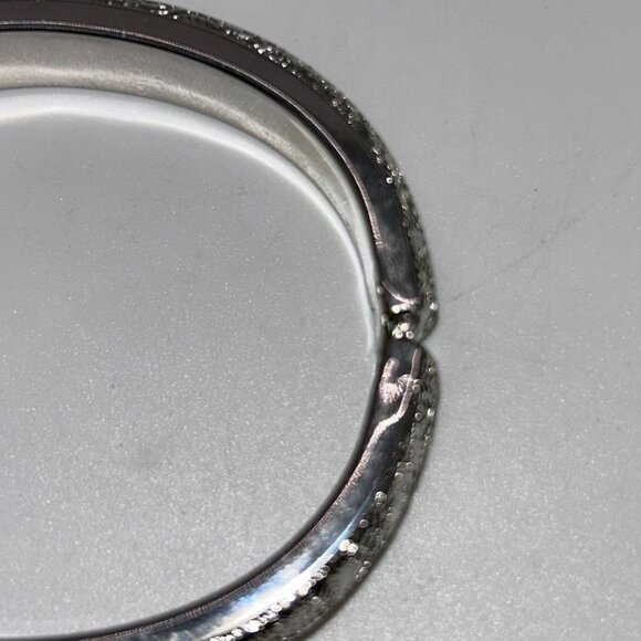 Monet Vintage Silvertone Hinged Bangle With Floral Engraved Design Elegant - Picture 7 of 16